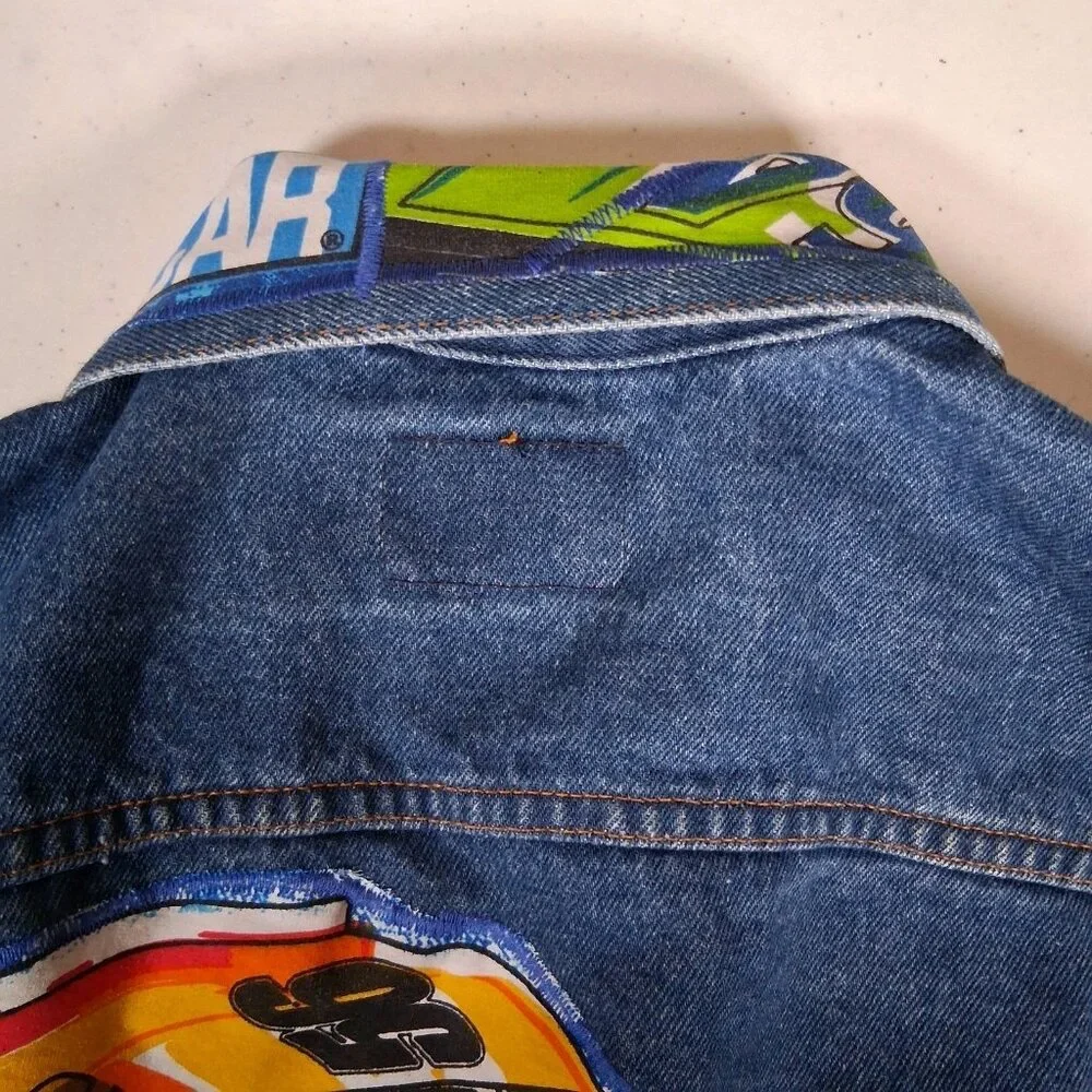 Reworked NASCAR Jean Jacket Size 40 Race Car Auto Racing Upcycled Denim - Picture 14 of 16